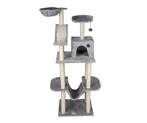 Pet Comfort Arbre à Chat - Grand Arbre à Chat - avec Sol - Maison et hamac - Peluche et sisal