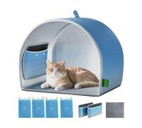 Pet Cooling House, Cats and Dogs Foldable Cooling Shelter, Intelligent High-Efficiency Large Home, 17.32x14.96x14.96 inches Long-Lasting Coolness for Comfortable Sleep
