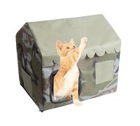 Pet Cooling House, Insulated Cat Shelter, Oxford Cloth Outdoor Cave, Thermal Interior Layer, Patio Lawn Backyard Use, 46x38x43cm/18.11x14.96x16.93 inches, Brown, 1 Pack, 1.04 Kg