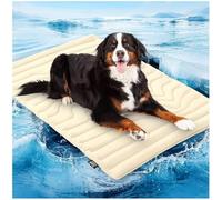 Pet Cooling Mat, Double-Sided Cooler Dog Mat, Gentle Wear Resistant Pet Ice Pad, Bed Pet Dog Cat Heat Relief for Indoor Outdoor Bed Floor Car Seats (Off-White,Large)