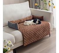 Pet Cooling Mat, Quilted Couch Cover Dog Bed with Water-Resistant Base, Anti-Slip Dog Couch Cover Protector for Sofa, Car Or Floor (Gray-Brown,90 * 135cm)