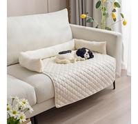 Pet Cooling Mat, Quilted Couch Cover Dog Bed with Water-Resistant Base, Anti-Slip Dog Couch Cover Protector for Sofa, Car Or Floor (Off-White,75 * 75cm)