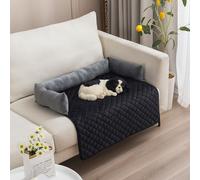 Pet Cooling Mat, Quilted Couch Cover Dog Bed with Water-Resistant Base, Anti-Slip Dog Couch Cover Protector for Sofa, Car Or Floor (Gray-Black,90 * 120cm)