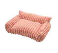 Pet Cushion, Panier Doux à Rayures for Chiens et Chats de Petite et Moyenne Taille, canapé Confortable en Peluche for Chiots, nid for Chat Amovible et Lavable ，Antislip Bottom(Pink,S)