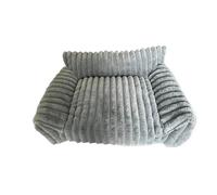 Pet Cushion, Panier Doux à Rayures for Chiens et Chats de Petite et Moyenne Taille, canapé Confortable en Peluche for Chiots, nid for Chat Amovible et Lavable ，Antislip Bottom(Gray,S)