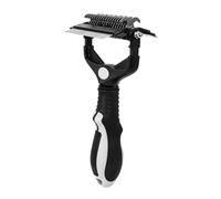 Pet Dematting Comb - ABS Double Sided Grooming Brush Hair Removal Tool | Cat Grooming Rake - ABS Metal | Foldable Non Slip Handle | Shedding Brush For Dogs Puppies Long Short Hair Care
