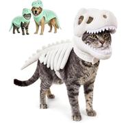 Pet Dinosaur Costume - 3D Skeleton Design Glow in The Dark, Cozy Plush 3D Halloween Cat Or Dog Skeleton Costume, Realistic Dinosaur for Pet (White,25cm)