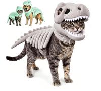 Pet Dinosaur Costume - 3D Skeleton Design Glow in The Dark, Cozy Plush 3D Halloween Cat Or Dog Skeleton Costume, Realistic Dinosaur for Pet (Gray,25cm)