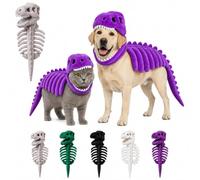 Pet Dinosaur Costume Spinosaurus Skeleton Skull Mask, Dog Cat Pet Dinosaur Skeleton Costume for Medium & Large Dog, Dogs Halloween Costumes for Party Family，E(1PCS)：120cm / 47.24in