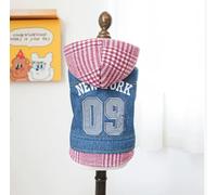Pet Dog and Cat Clothing Source Factory, Printemps et Automne Veste en jean décontractée, Vêtements à deux pattes (New York 09 Veste en denim, S)