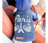 Pet Dog and Cat Clothing Source Factory, Printemps et Automne Veste en jean décontractée, Vêtements à deux pattes (Veste en jean Paris, S)