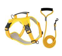 Pet Dog Breastband Traction String Set pour Chien de Petite Taille Chien de Taille Moyenne (Jaune, M)