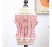 Pet Dog Cat Clothing Source Factory Direct Sales Automne et Hiver Nouveau Rose Fried Dough Twists Pull (Pull Bouton Torsades Pâte Frite - Rose, XS)