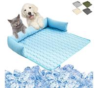 Pet Dog Cooling Mat, Heatrelief Cooling Dog Bed Cooling Blanket For Dogs Durable Anti-Scratch Gel Pad For Dogs Cats In Hot Summer For Car, Sofa, Floor, Non-Slip Bottom, Machine-Washable-Blue/90*90cm
