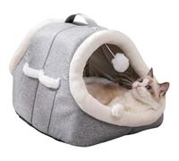 Pet Double Door Arched Warm Nest, Cat Caves for Indoor Cats - Semi-Closed Winter Cat Bed for Indoor Cats, Covered Warm Cave Nest Cat House - Comfortable Indoor Cat Bed with Side Pocket for Kittens