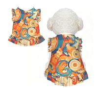 Pet Dress - Petit vêtement respirant extensible pour chiens et chats | Colorful World Robe imprimée pour chien et chat, tissu extensible semblable au coton, fête et usage quotidien
