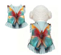 Pet Dress - Petit vêtement respirant extensible pour chiens et chats | Robe pour chien et chat avec imprimé de fleurs et de papillons, tissu extensible semblable au coton, fête et usage quotidien