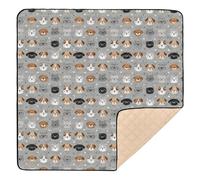 Pet Face Tapis de gym et d'activités pour bébé Gris doux rembourré pour le sol Tapis de jeu imperméable pour bébés nourrissons tout-petits 127 x 127 cm