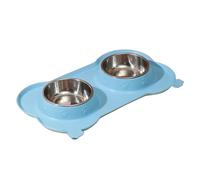 Pet Feeding Bowl, Non Slip Dog Bowls, Double Stainless Steel Pet Dish, Lightweight Sturdy Water, Cat Bowls for Indoor, Present, Blue, Black, Red, 35x19cm
