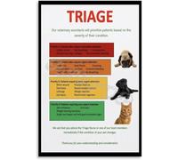 Pet First Aid Triage Poster Animal Emergency Guide Veterinary Wall Art for Classroom Home Office Decor(Framed,12x18inch(30x45cm))