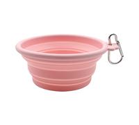 Pet Folding Bowl, Pets Camping Bowl, 4.96x4.96x2.13 inches Leak-Proof Silicone Container, Portable Drinker Pot for Dry Wet, for Outdoor, Travel, Park Use, Light Pink, Blue