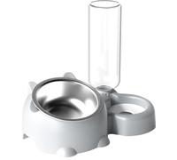 Pet Food and Water Bowl Set, 3in1 Cat Food and Water Bowl Set, Cat Bowls with Stand, Double Cat Bowls with Water Dispenser, Food and Water Feeder Dry and Wet Separation for Small Medium Dogs Cats