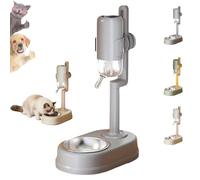 Pet Food and Water Dispenser, Standing Water Dispenser Bowl, Detachable Adjustable Small Dog Cat Feeding Water Bowl Set with Stand for Dogs Cats Indoor Outdoor (Gray)