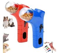 Pet Food Dispenser Launchers, Dog Food Catapult, Cat Treat Shooter Gun, Snack Slinger Cat Treat Launchers, Handheld Interactive Toys Pet Foods Catapult, for Dog Exercise Training (R+B)