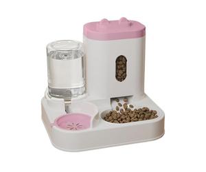 Pet Food Dispenser, Self Refill Water Feeder, Animal Feeding Station, Twin Function Container, Easy Feeding Setup for Puppy Feedings Watering Wet Dry Outdoor Indoor Animal Kitten Home Care Routine Use