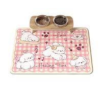 Pet Food Mat, Waterproof Non-Slip Feeding Pad, 11.81x15.75 inches, Quick-Drying Absorbent Mat, Spill-Proof Floor Protector, Indoor Use for Bowls, Trays, and Water Dispensers