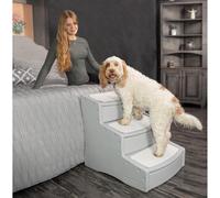 Pet Gear Easy Step III Escalier Extra Large à 3 marches pour Chiens/Chats jusqu'à 90,7 kg, Tapis Amovible/Lavable, Montage Facile (Aucun Outil nécessaire) Brouillard