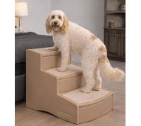 Pet Gear Easy Step III Escalier Extra Large pour Animaux de Compagnie, 3 marches pour Chiens/Chats jusqu'à 90,7 kg, Tapis Amovible/Lavable, Assemblage Facile (Aucun Outil nécessaire), Dune de Sable