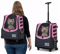 Pet Gear I-GO2 Escort Roller Sac à dos de voyage pour chat/chien, ventilation en maille, sangle incluse, poignée télescopique, pochette de rangement, diamant rose