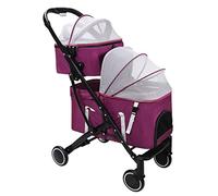 Pet Gear Landau pour chien et chat Poussettes légères pour animaux de compagnie pour chiens et chats Poussette double couche pour animaux de compagnie Poussette détachable à deux couches (violet) (v