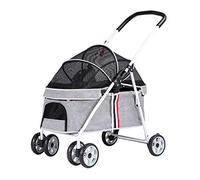 Pet Gear Poussette de jogging sans fermeture éclair for chats/chiens, entrée sans fermeture éclair, poussette chien for animaux petite et moyenne taille de moins de 20 kg, poussettes(Gray)