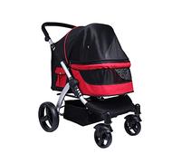 Pet Gear Poussette de voyage pour chat, poussette pour animaux de grande taille, poussette pour chiens et chats, poussette en tissu Oxford respirante en aluminium (rouge) (rouge)
