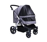 Pet Gear Poussette de voyage pour chat, poussette pour animaux de grande taille, poussette pour chiens et chats, poussette en tissu Oxford respirante en aluminium (rouge) (gris foncé)