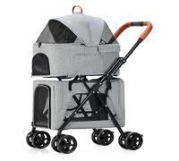 Pet Gear Poussette double pour animal domestique 4 roues Poussette légère pour chiens et chats, idéale pour deux ou plusieurs, sac de transport respirant