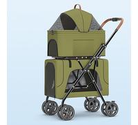 Pet Gear Poussette double pour animal domestique 4 roues Poussette légère pour chiens et chats, idéale pour deux ou plusieurs, sac de transport respirant (vert)