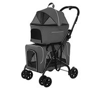 Pet Gear Poussette légère à 4 roues pour chien - Poussette double pour chien - Poussette de voyage respirante idéale pour les chats et chiens jumeaux ou plusieurs