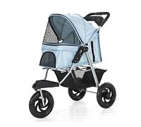 Pet Gear Poussette pour chien à 3 roues pour chat/chien, poussette pliable en un clic avec grandes roues, landau léger pour chien, porte-gobelet d'eau, capacité de 25 kg