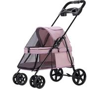 Pet Gear Poussette pour chien pour petits chiens Poussette pour chien de compagnie pour chats avec porte-gobelet Poussette de transport pour chien respirante de qualité supérieure (gris clair a) (ro