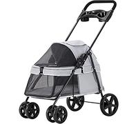 Pet Gear Poussette pour chien pour petits chiens Poussette pour chien pour chats avec porte-gobelet Poussette de transport pour chien respirante de qualité supérieure (gris clair a) (gris clair a)