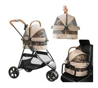 Pet Gear Système de voyage 3 en 1, View 360° ultra léger, se transforme en siège de transport et rehausseur avec technologie Easy Click N Go, pour petits chiens et chats, écru