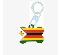 Pet Go Étiquettes d'identification personnalisées en acrylique en forme d'os avec drapeau du Zimbabwe Bleu ciel Taille M