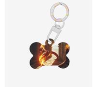 Pet Go Médaille d'identification en forme d'os en acrylique avec feu et flammes pour chien et chat Blanc Taille M