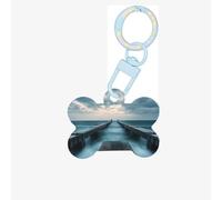 Pet Go - Médaille d'identification personnalisée Horizon colorée turquoise pour chien et chat, en acrylique en forme d'os, bleu ciel, taille M