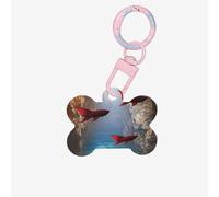 Pet Go Médaille d'identification personnalisée pour chien et chat en forme d'os en acrylique rose clair Taille S