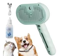 Pet Grooming Brush, Pet Spray Hair Removal Comb, Pets Water Steam Spray Grooming Comb, Pets Steam Brush for Dog, Cats (Green)