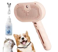 Pet Grooming Brush, Steam Brush for Dogs, Pet Spray Hair Removal Comb, Grooming Vapor Comb (Pink)